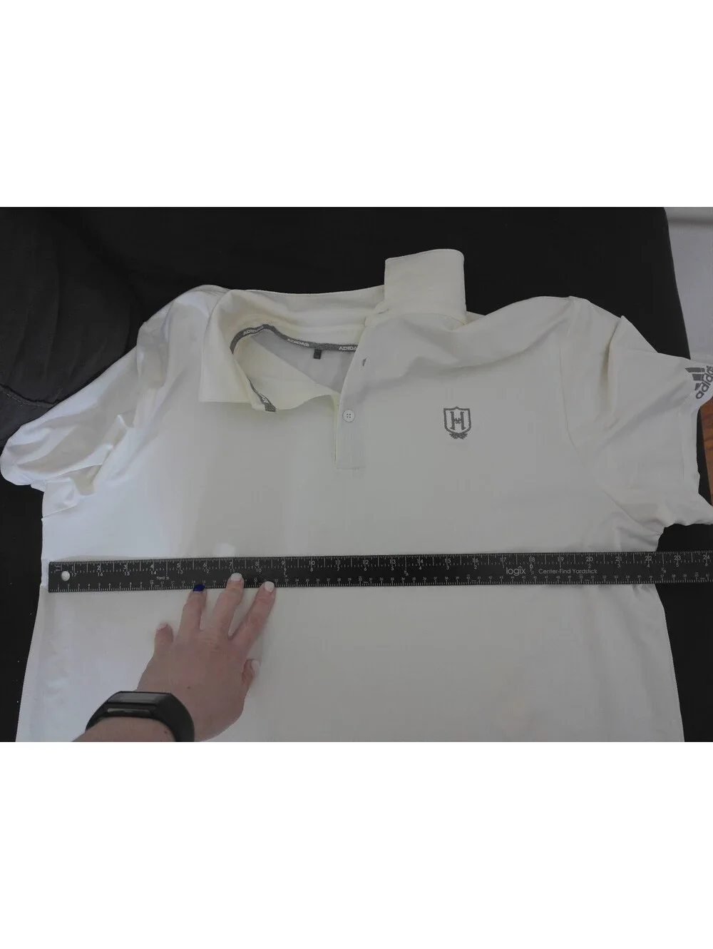 Adidas Mens Golf Polo Shirt Athletic Performance Size L White Short Sleeve Logo